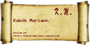 Kabók Mariann névjegykártya