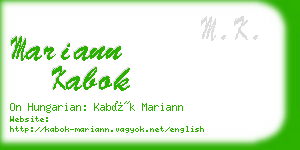 mariann kabok business card